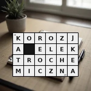Hasło krzyżówkowe korozja metali spowodowana procesami elektrochemicznymi zachodząca wskutek występowania różnych potencjałów na powierzchni korodującego obiektu znajdującego się w środowisku elektrolitu - korozja elektrochemiczna – rozwiązanie, synonimy, podpowiedzi i definicje krzyżówkowe